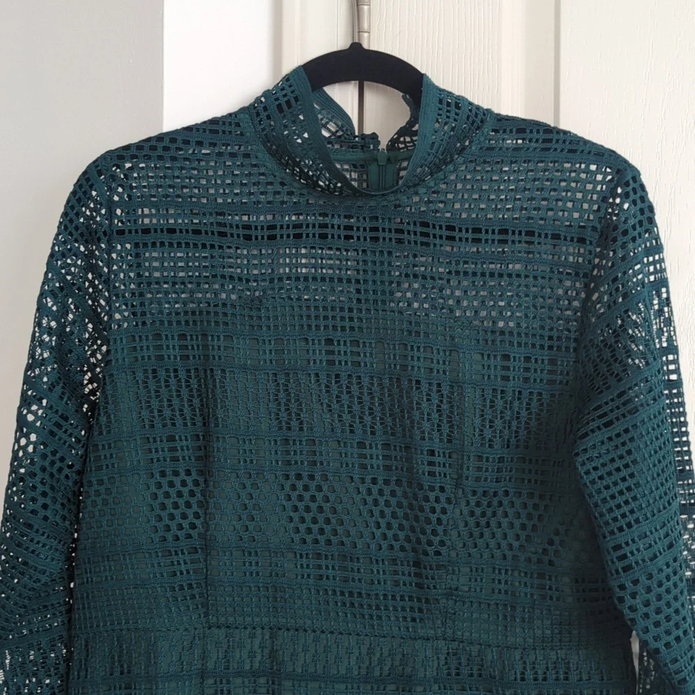 Dark green mesh pattern dress Large - Picture 2 of 8